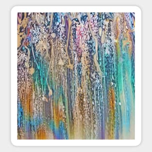 Color Drip Abstract in Teal Pink Beige Sticker